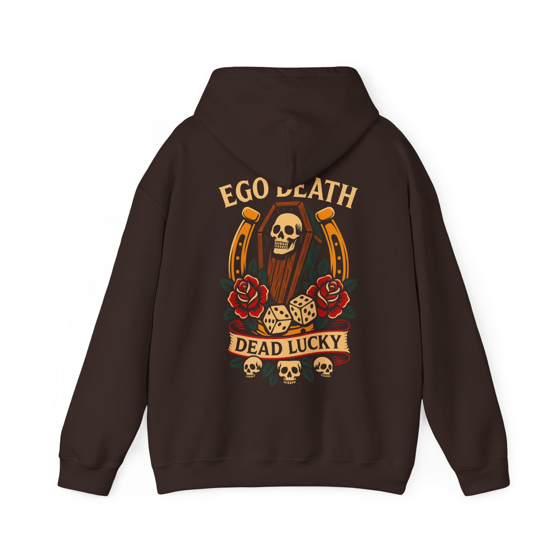 Ego Death Heavy Blend Hoodie | Unisex Sweatshirt, Gift for Gamers, Halloween Apparel, Trendy Streetwear, Vintage Skull Design