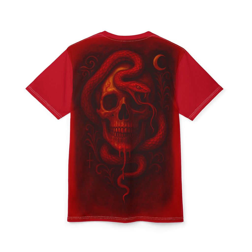 Blood Serpent Skull T-Shirt | Gothic Snake Graphic Tee | Occult Horror Shirt | Ego Death Clothing | Red Skull Art | Alternative Streetwear