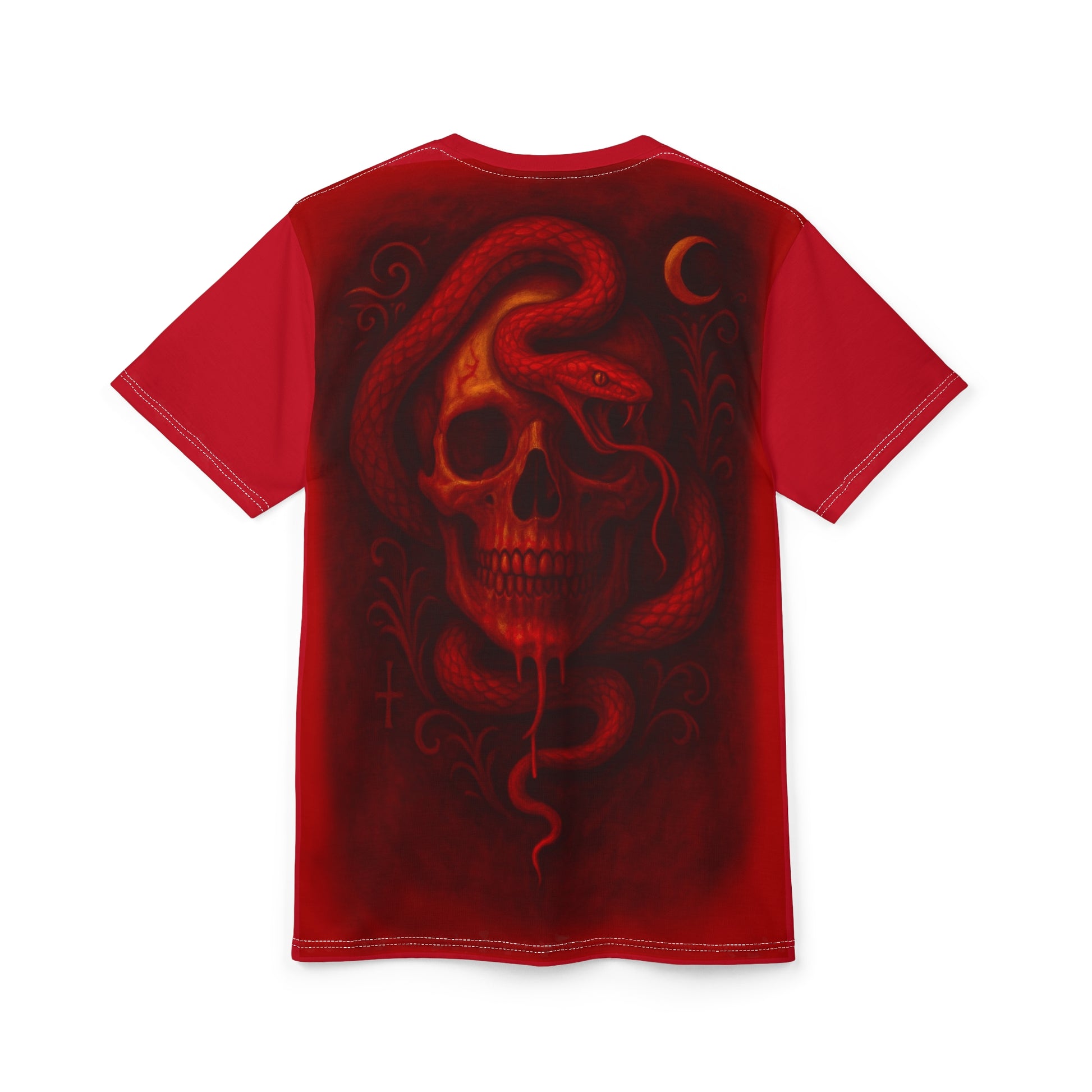 Blood Serpent Skull T-Shirt | Gothic Snake Graphic Tee | Occult Horror Shirt | Ego Death Clothing | Red Skull Art | Alternative Streetwear