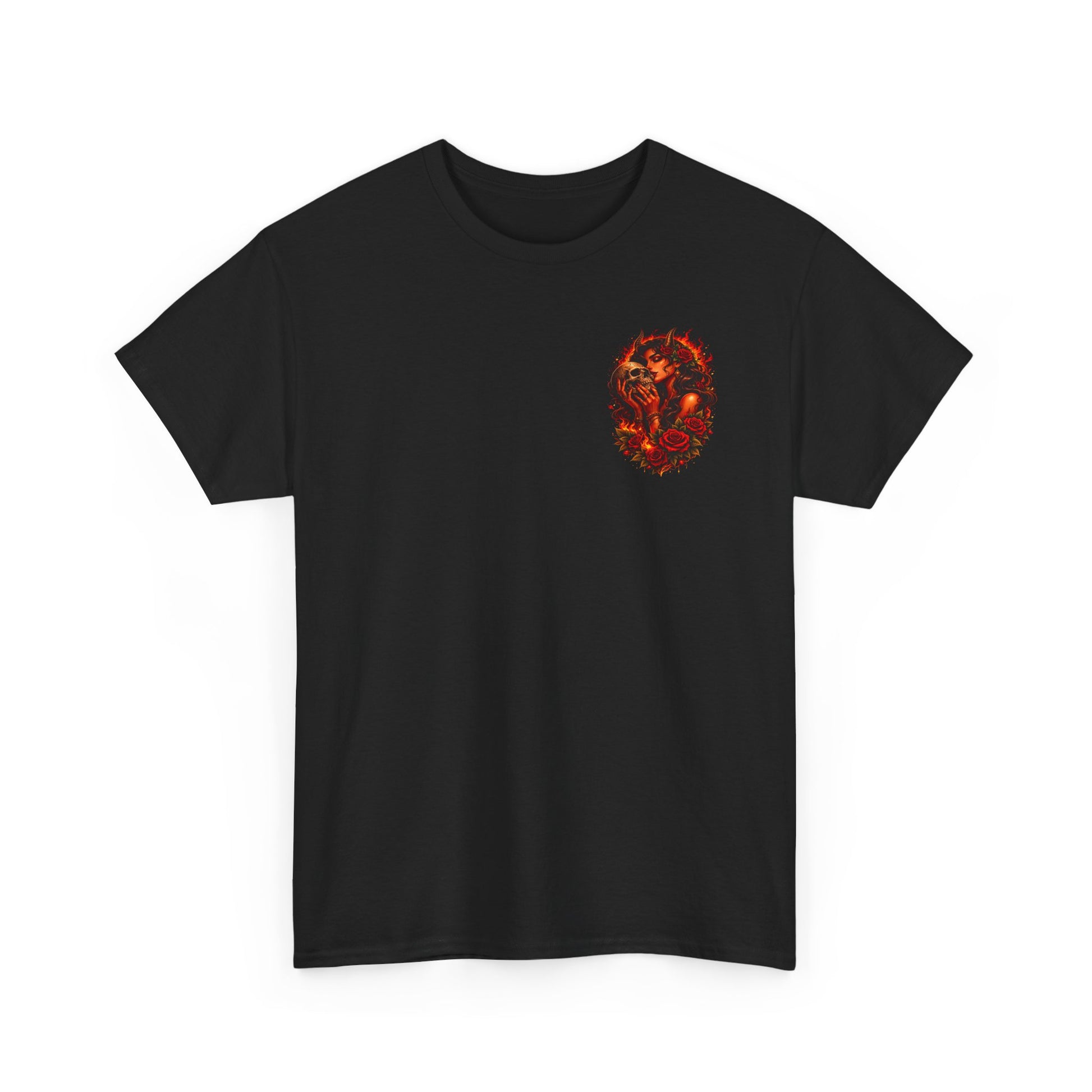 Ego Death® Hellfire Rose T-Shirt – Dark Fantasy Skull & Roses Gothic Graphic Tee