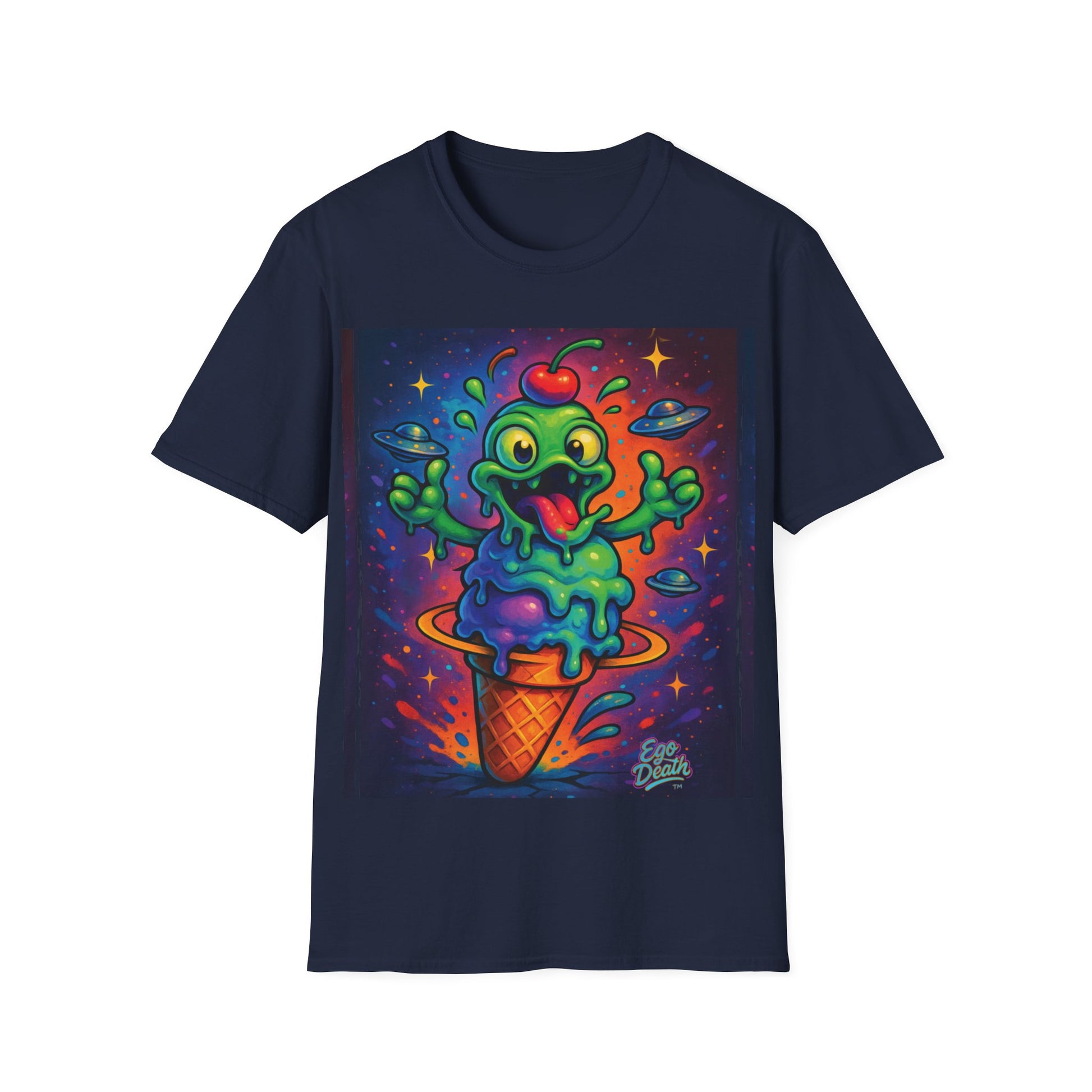 Cosmic Cone Alien, Ego Death® Neon Ice Cream T-Shirt