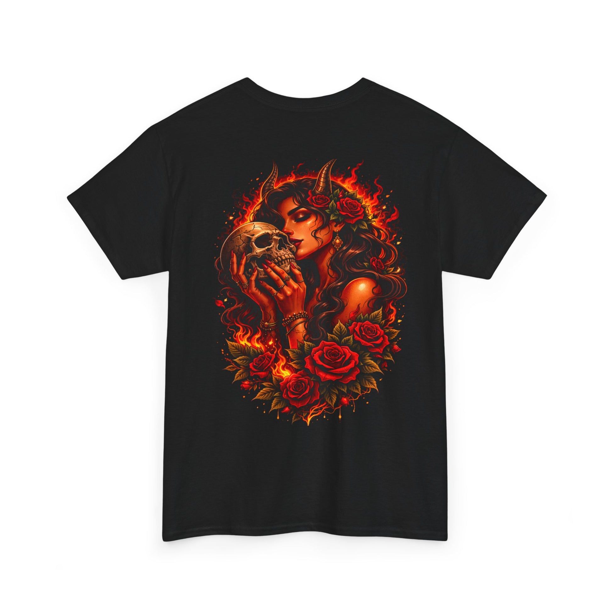 Ego Death® Hellfire Rose T-Shirt – Dark Fantasy Skull & Roses Gothic Graphic Tee