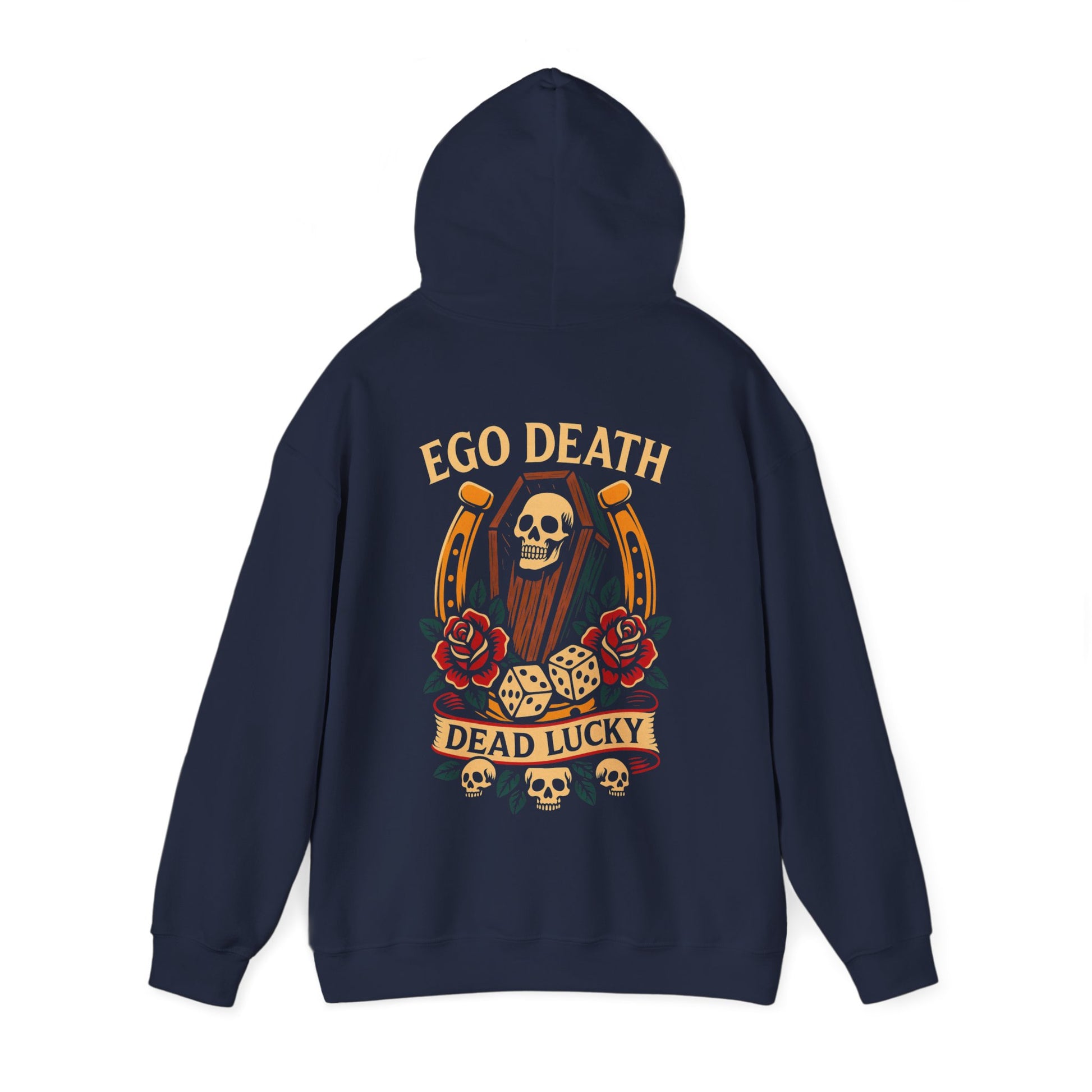Ego Death Heavy Blend Hoodie | Unisex Sweatshirt, Gift for Gamers, Halloween Apparel, Trendy Streetwear, Vintage Skull Design