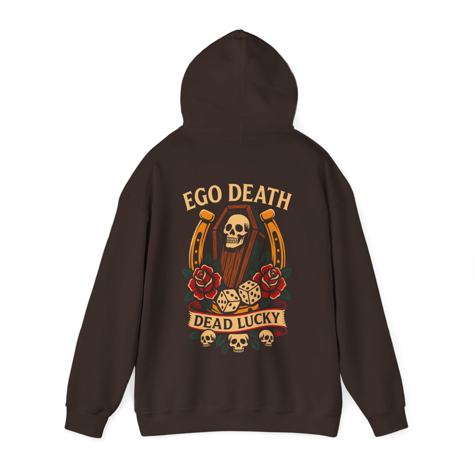 Ego Death Heavy Blend Hoodie | Unisex Sweatshirt, Gift for Gamers, Halloween Apparel, Trendy Streetwear, Vintage Skull Design