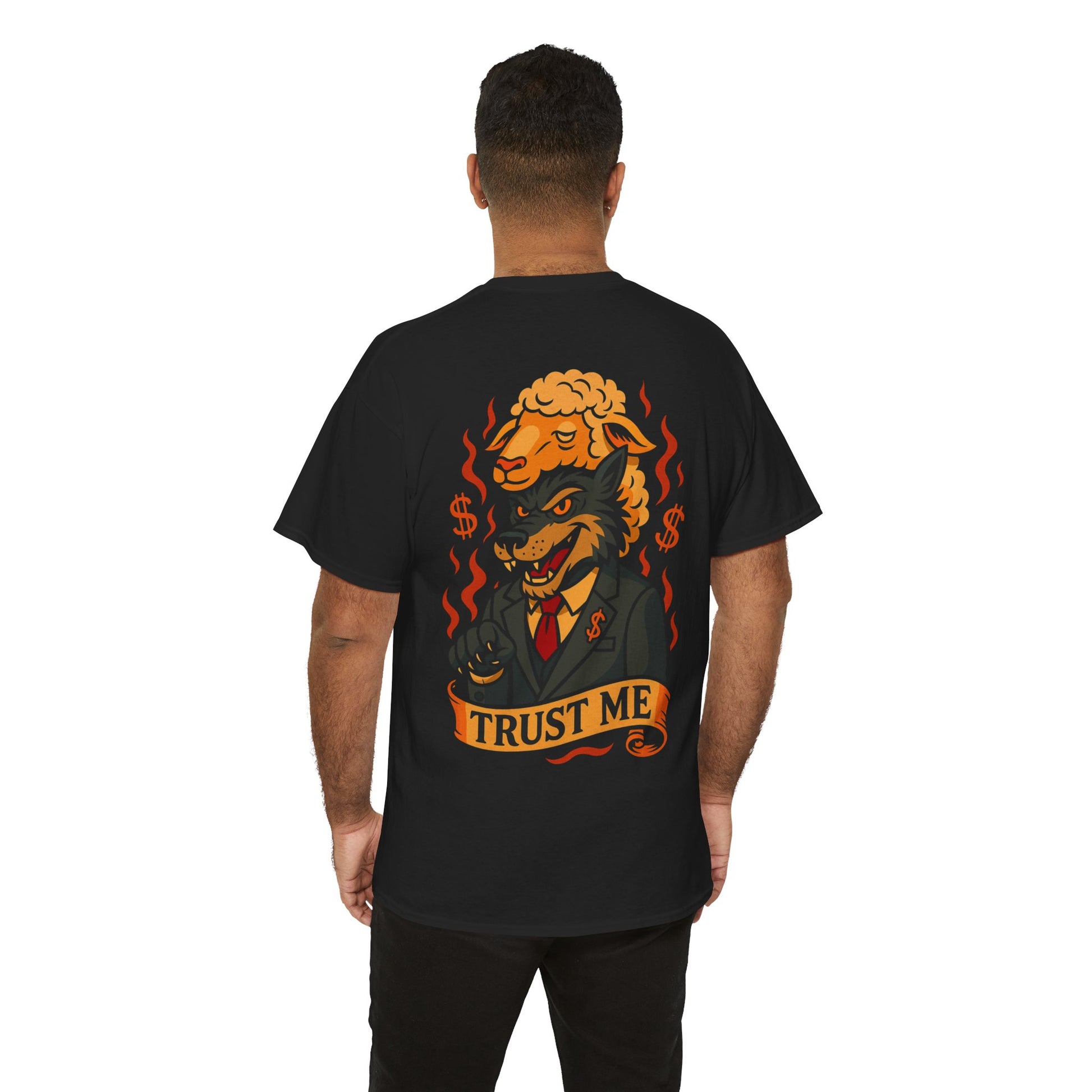 Ego Death® Clothing, wolf in sheep clothing. Trust me, traditional tattoo style black unisex tee