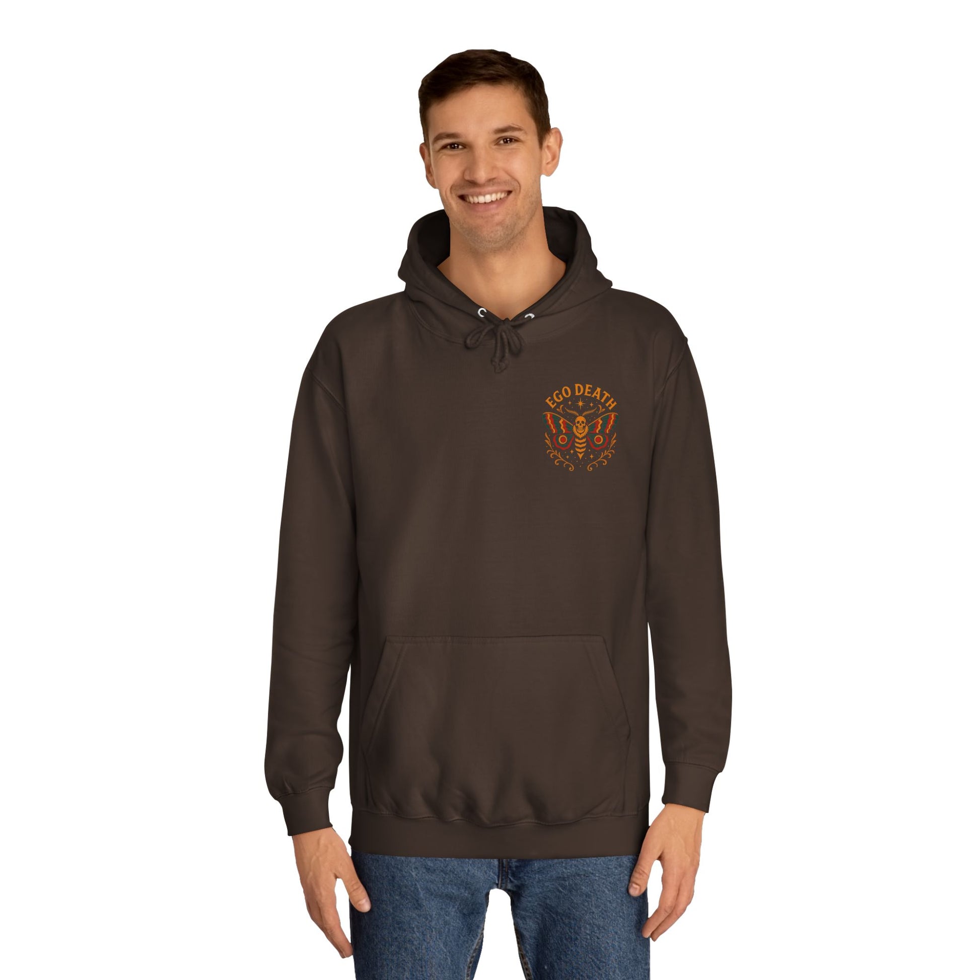 Ego Death Unisex College Hoodie, Death Moth, Comfortable Layering, Unique Hoodie Gift, Casual Streetwear