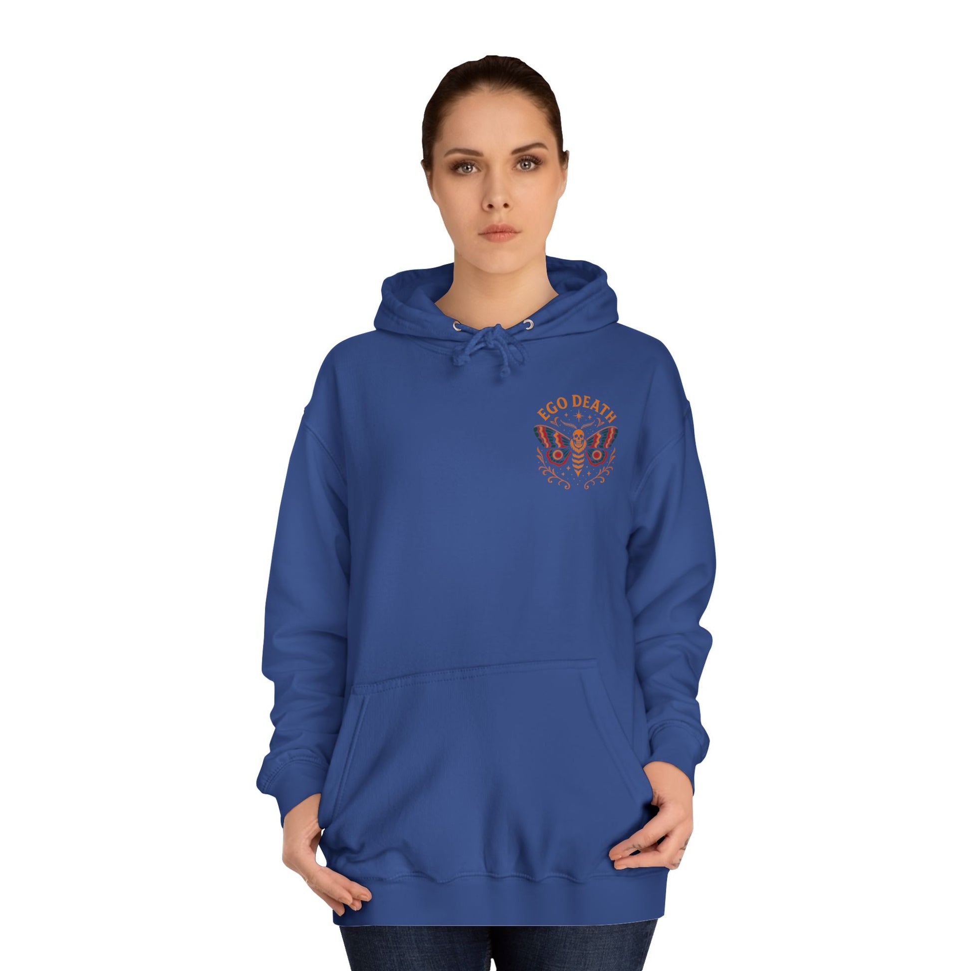 Ego Death Unisex College Hoodie, Death Moth, Comfortable Layering, Unique Hoodie Gift, Casual Streetwear
