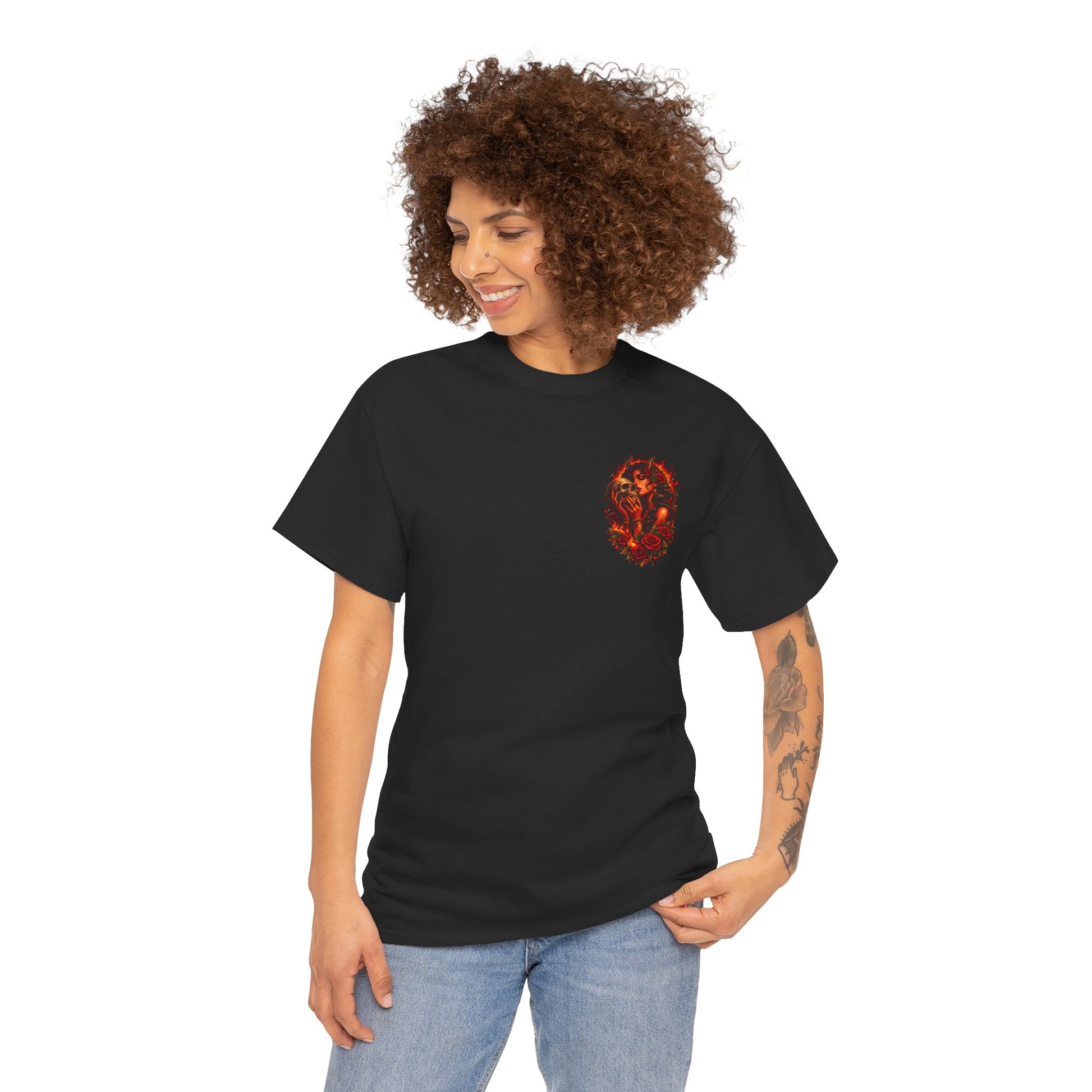 Ego Death® Hellfire Rose T-Shirt – Dark Fantasy Skull & Roses Gothic Graphic Tee