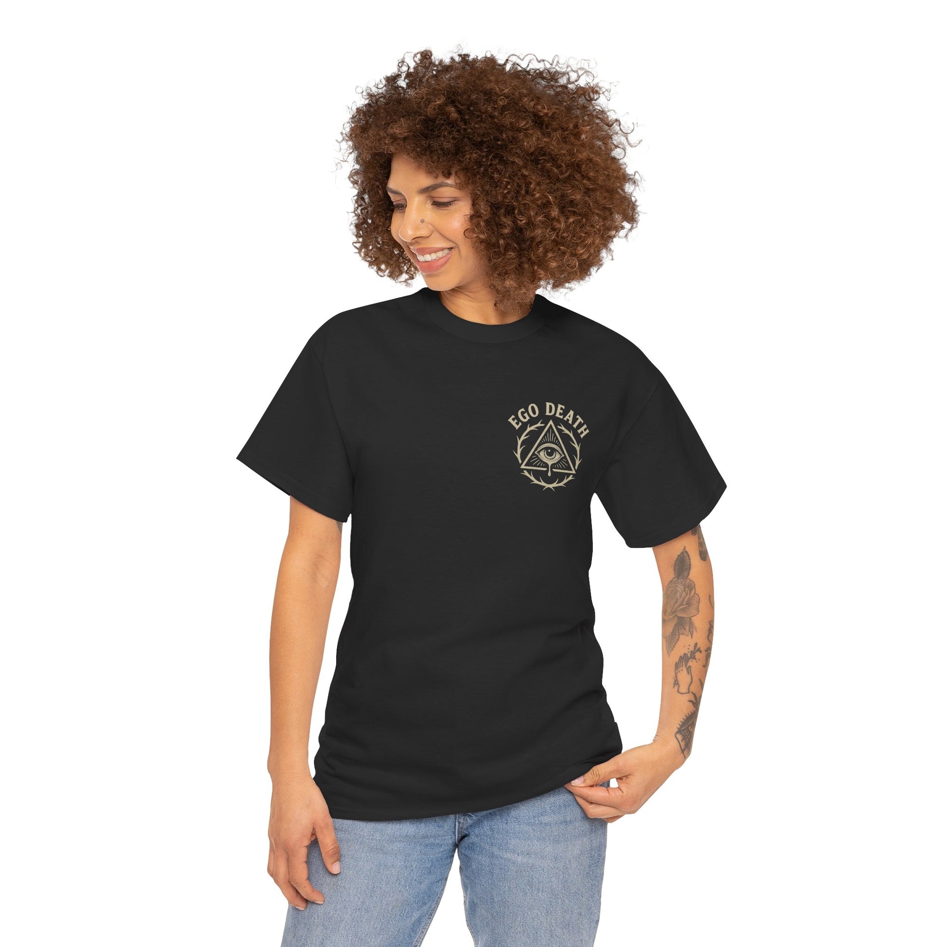 Ego Death® Crown Skull T Shirt, Bearded Skull Tattoo Style Tee, Old School Tattoo Shirt, Black Unisex Streetwear T Shirt