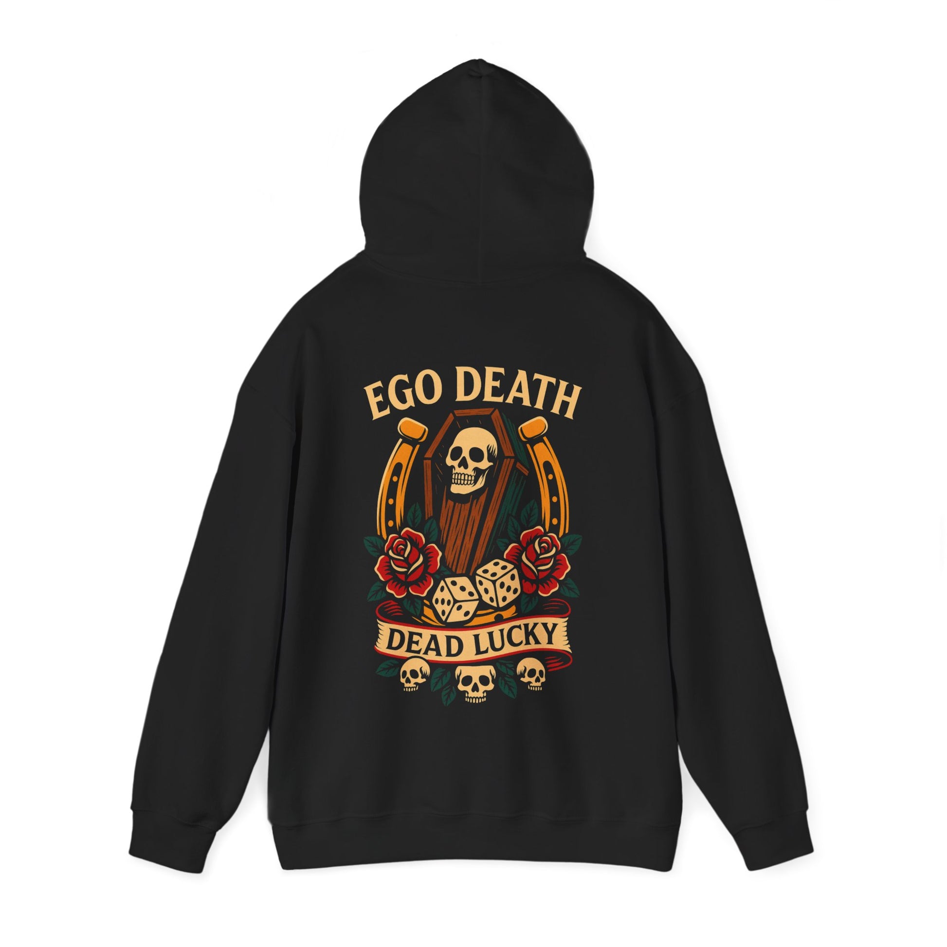 Ego Death Heavy Blend Hoodie | Unisex Sweatshirt, Gift for Gamers, Halloween Apparel, Trendy Streetwear, Vintage Skull Design