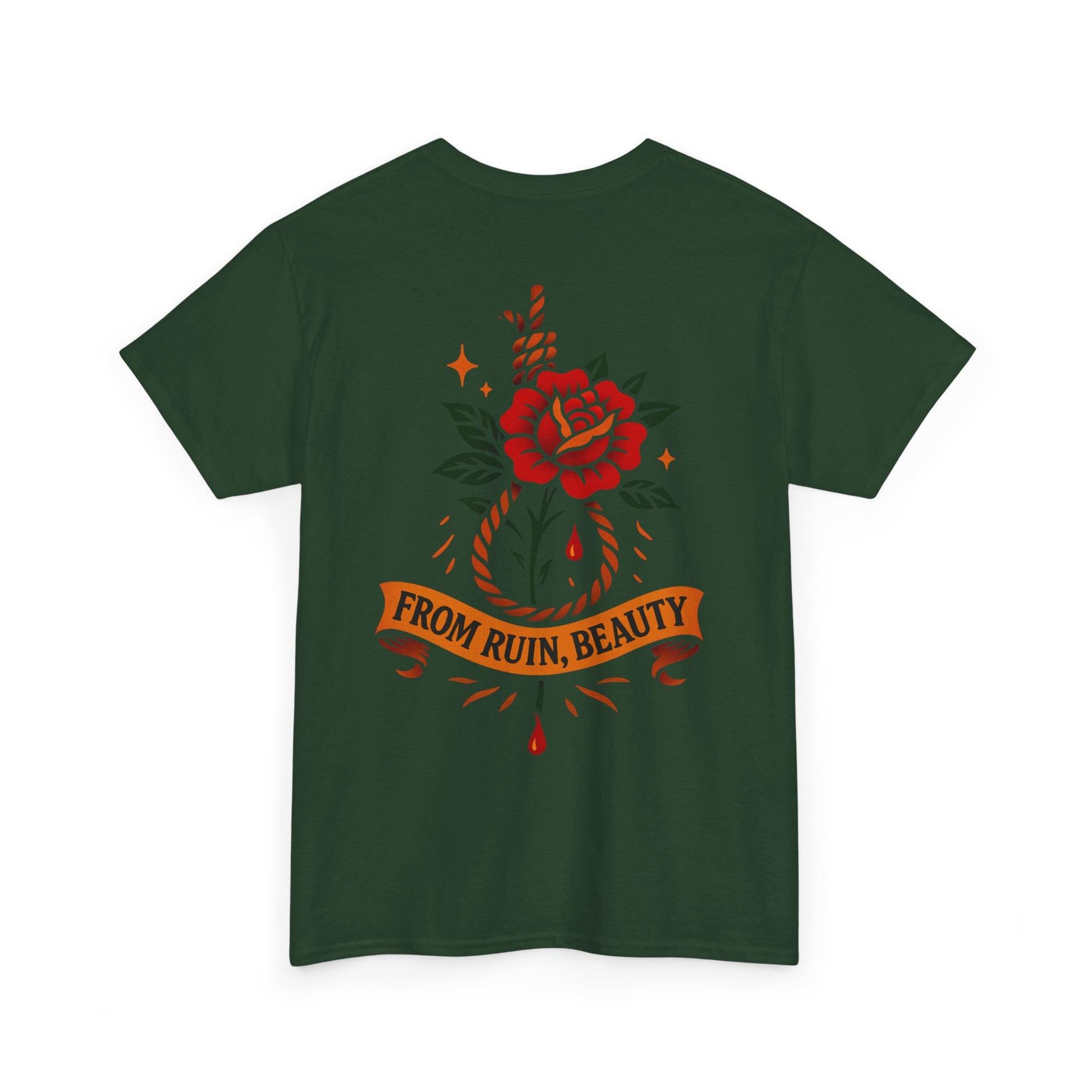 From Ruin Beauty T Shirt, Noose and Bloom Flash Design, Old School Tattoo Style Tee, Ego Death Clothing, Black Unisex T Shirt