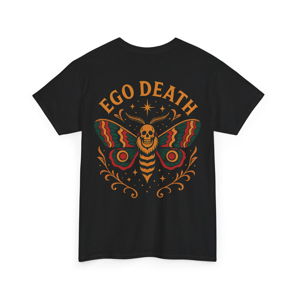 Ego Death™ Moth T-Shirt, Bold Psychedelic Skull Moth Tee, Tattoo Style Streetwear, Unisex Alternative Graphic Shirt