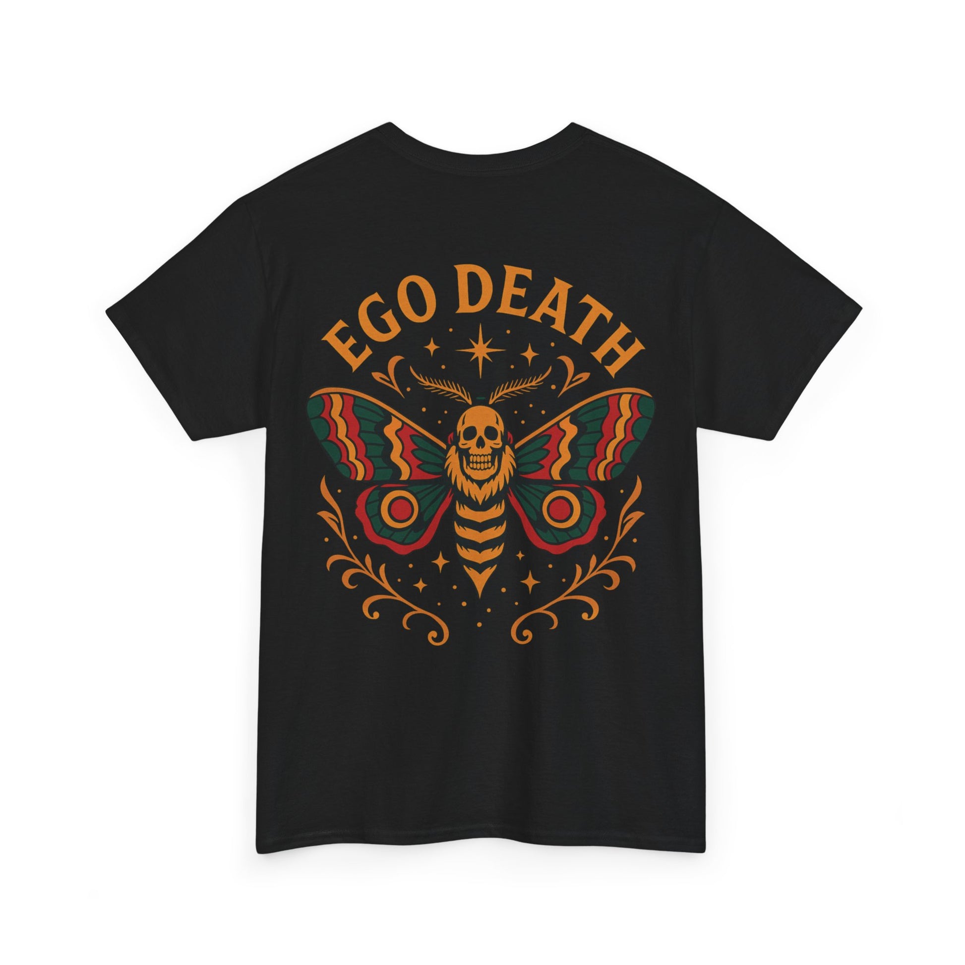 Ego Death™ Moth T-Shirt, Bold Psychedelic Skull Moth Tee, Tattoo Style Streetwear, Unisex Alternative Graphic Shirt