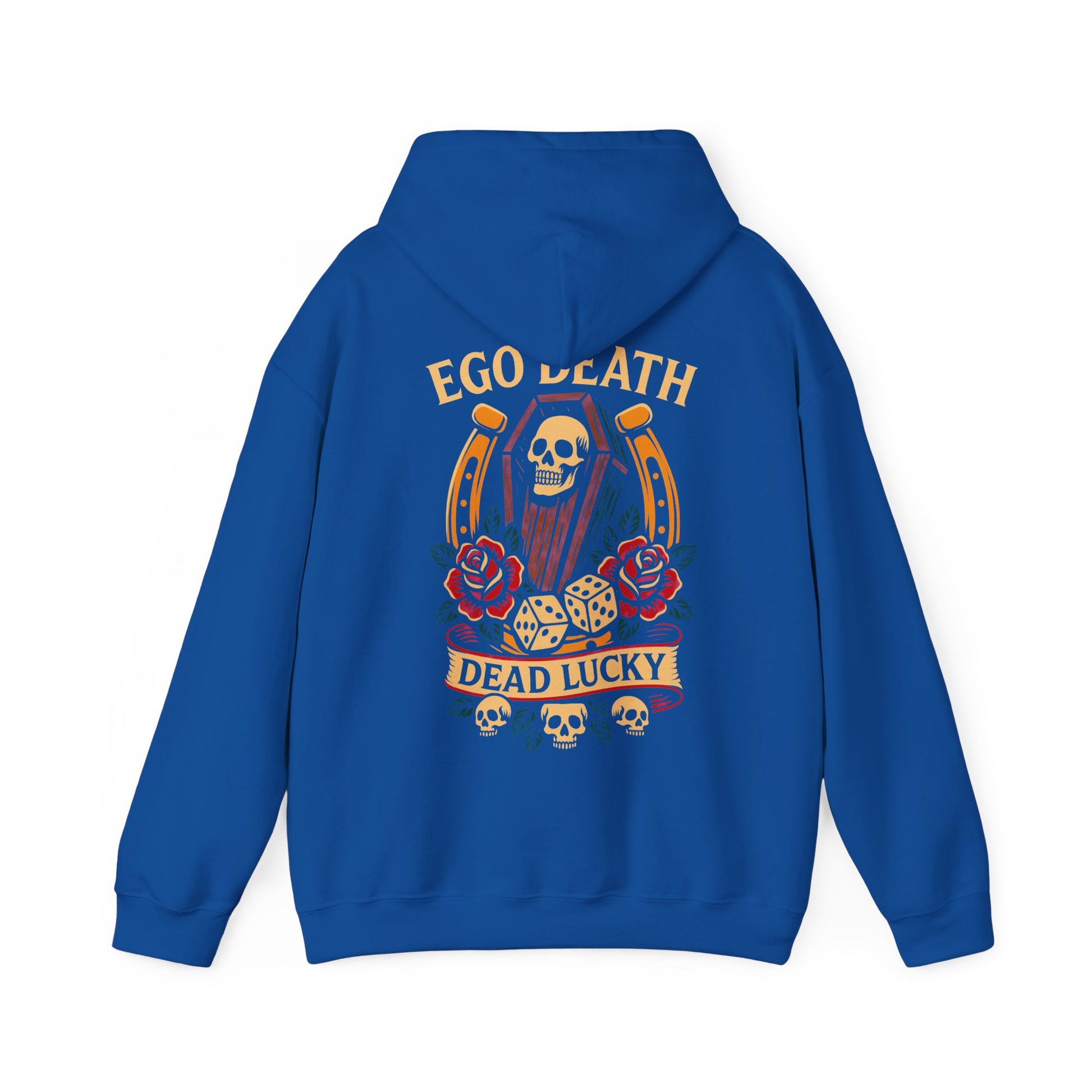 Ego Death Heavy Blend Hoodie | Unisex Sweatshirt, Gift for Gamers, Halloween Apparel, Trendy Streetwear, Vintage Skull Design
