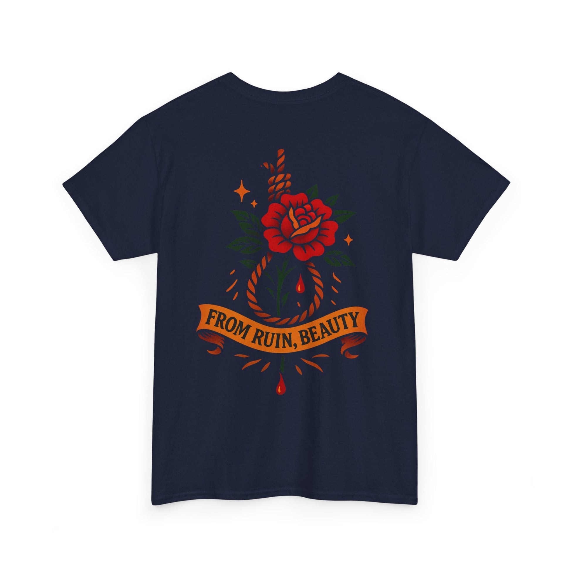 From Ruin Beauty T Shirt, Noose and Bloom Flash Design, Old School Tattoo Style Tee, Ego Death Clothing, Black Unisex T Shirt