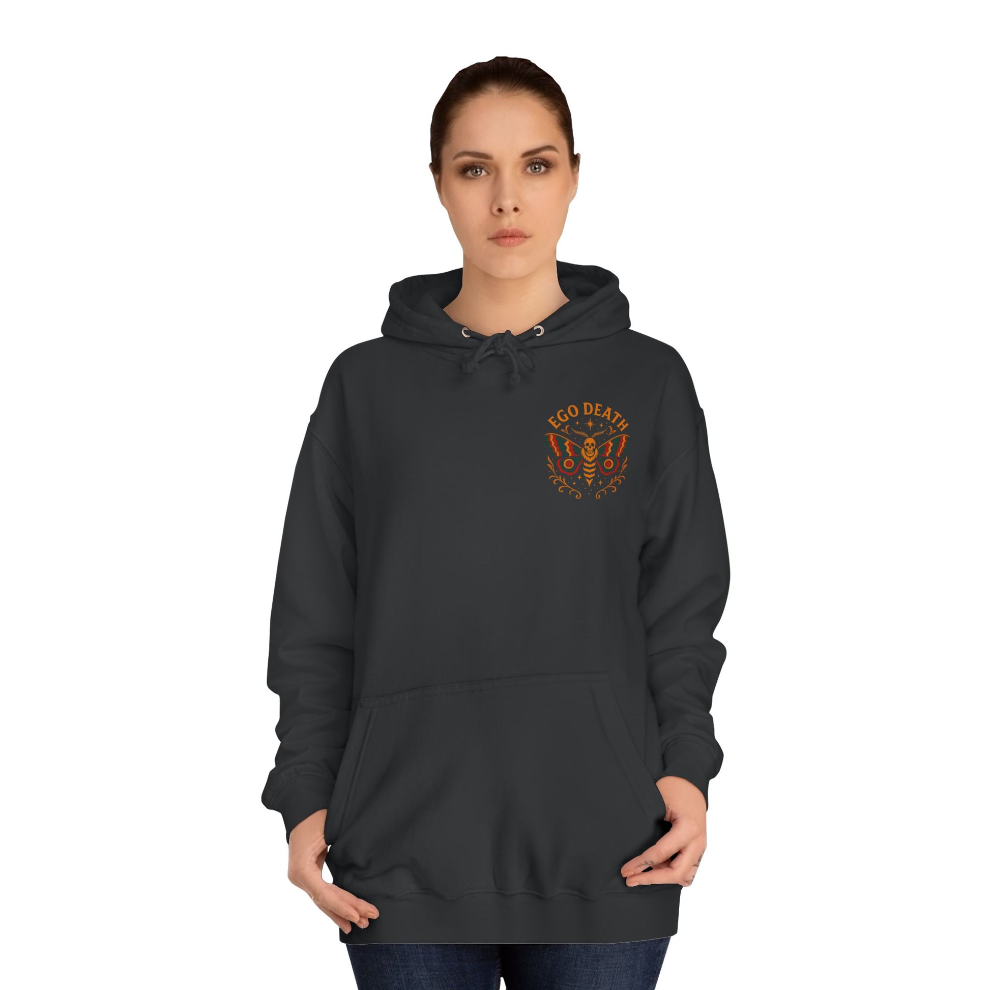 Ego Death Unisex College Hoodie, Death Moth, Comfortable Layering, Unique Hoodie Gift, Casual Streetwear