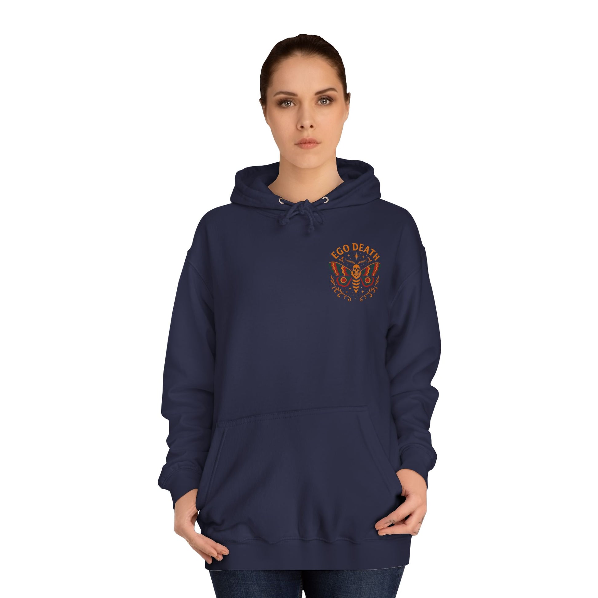 Ego Death Unisex College Hoodie, Death Moth, Comfortable Layering, Unique Hoodie Gift, Casual Streetwear
