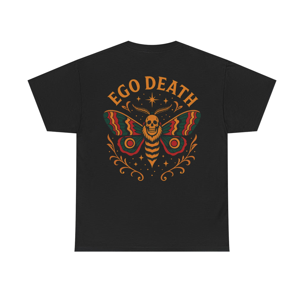 Ego Death™ Moth T-Shirt, Bold Psychedelic Skull Moth Tee, Tattoo Style Streetwear, Unisex Alternative Graphic Shirt