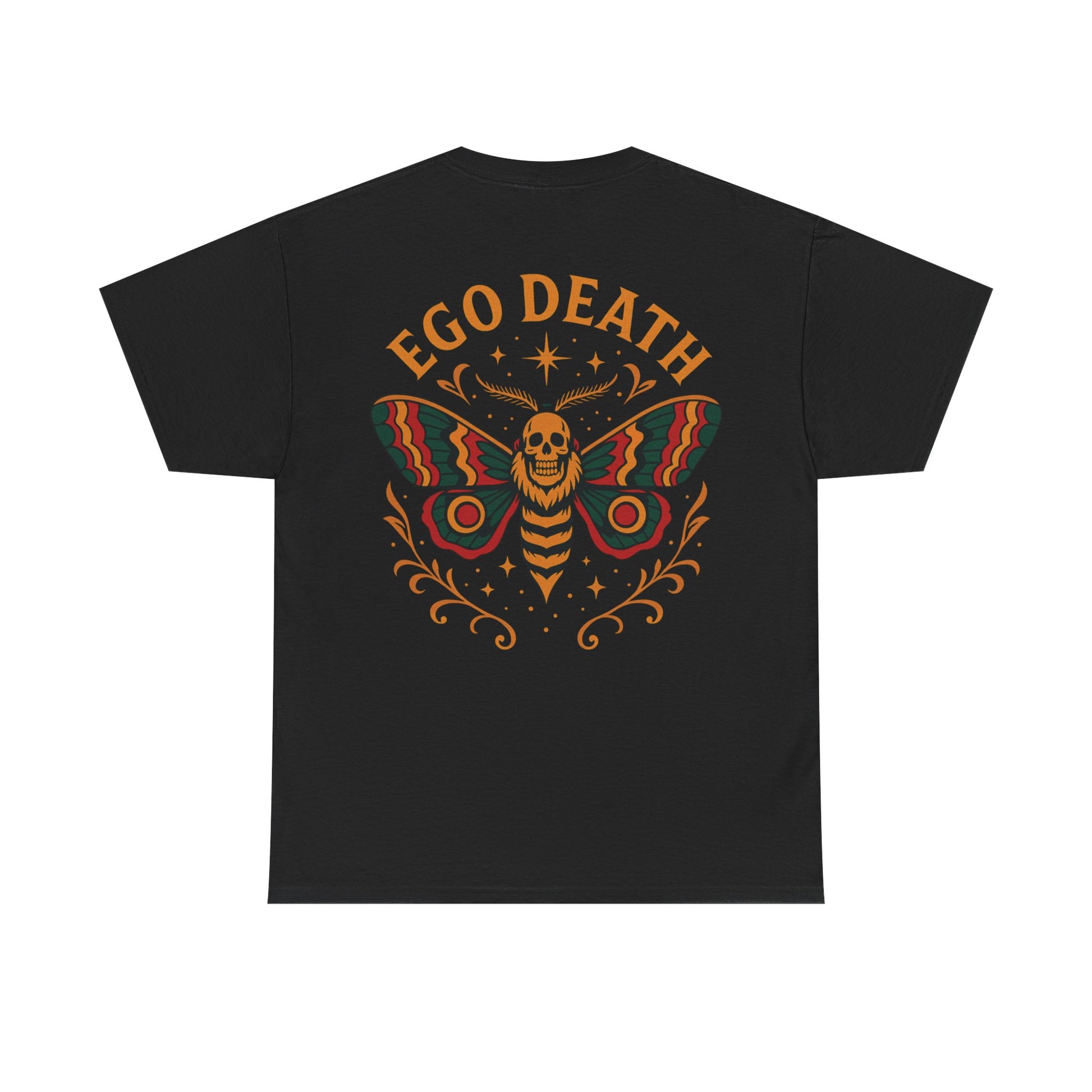 Ego Death™ Moth T-Shirt, Bold Psychedelic Skull Moth Tee, Tattoo Style Streetwear, Unisex Alternative Graphic Shirt