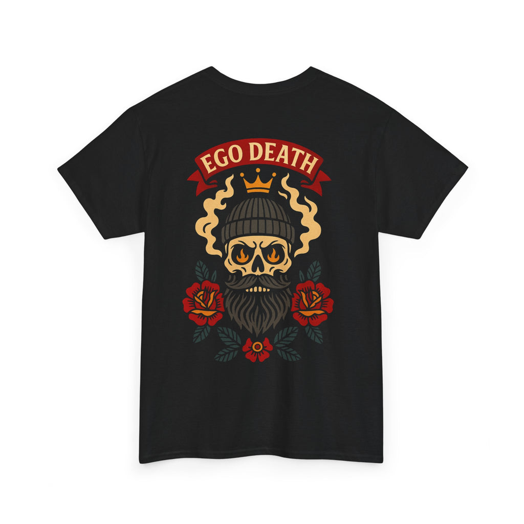 Ego Death® Crown Skull T Shirt, Bearded Skull Tattoo Style Tee, Old School Tattoo Shirt, Black Unisex Streetwear T Shirt