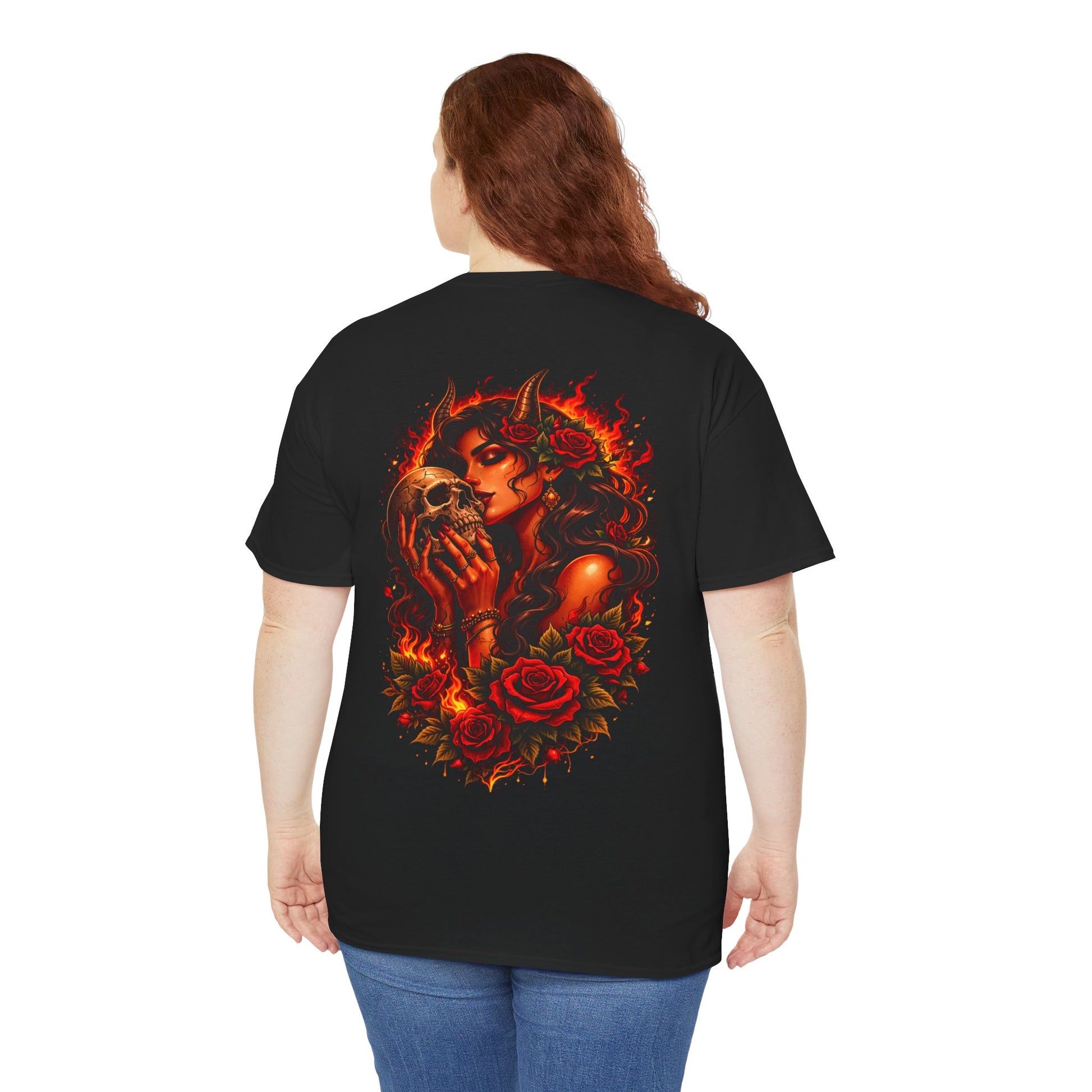 Ego Death® Hellfire Rose T-Shirt – Dark Fantasy Skull & Roses Gothic Graphic Tee