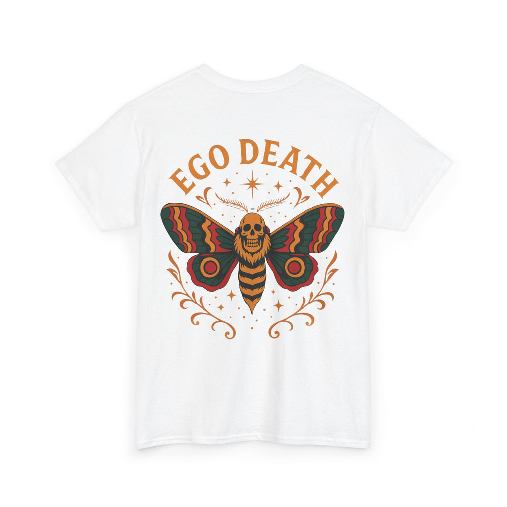 Ego Death™ Moth T-Shirt, Bold Psychedelic Skull Moth Tee, Tattoo Style Streetwear, Unisex Alternative Graphic Shirt