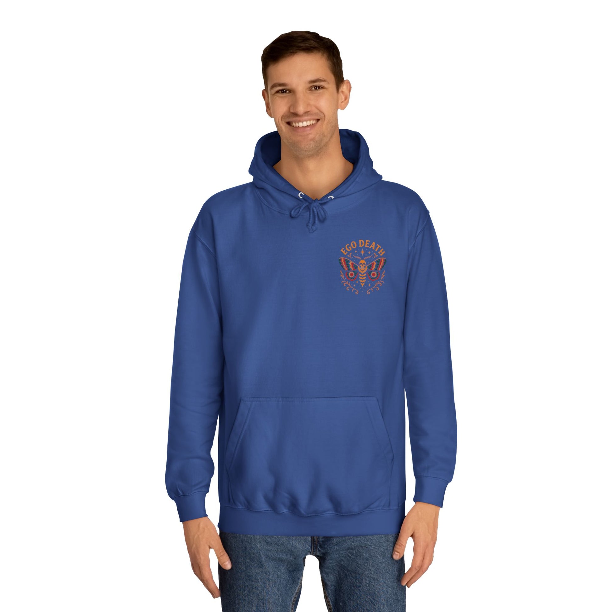 Ego Death Unisex College Hoodie, Death Moth, Comfortable Layering, Unique Hoodie Gift, Casual Streetwear