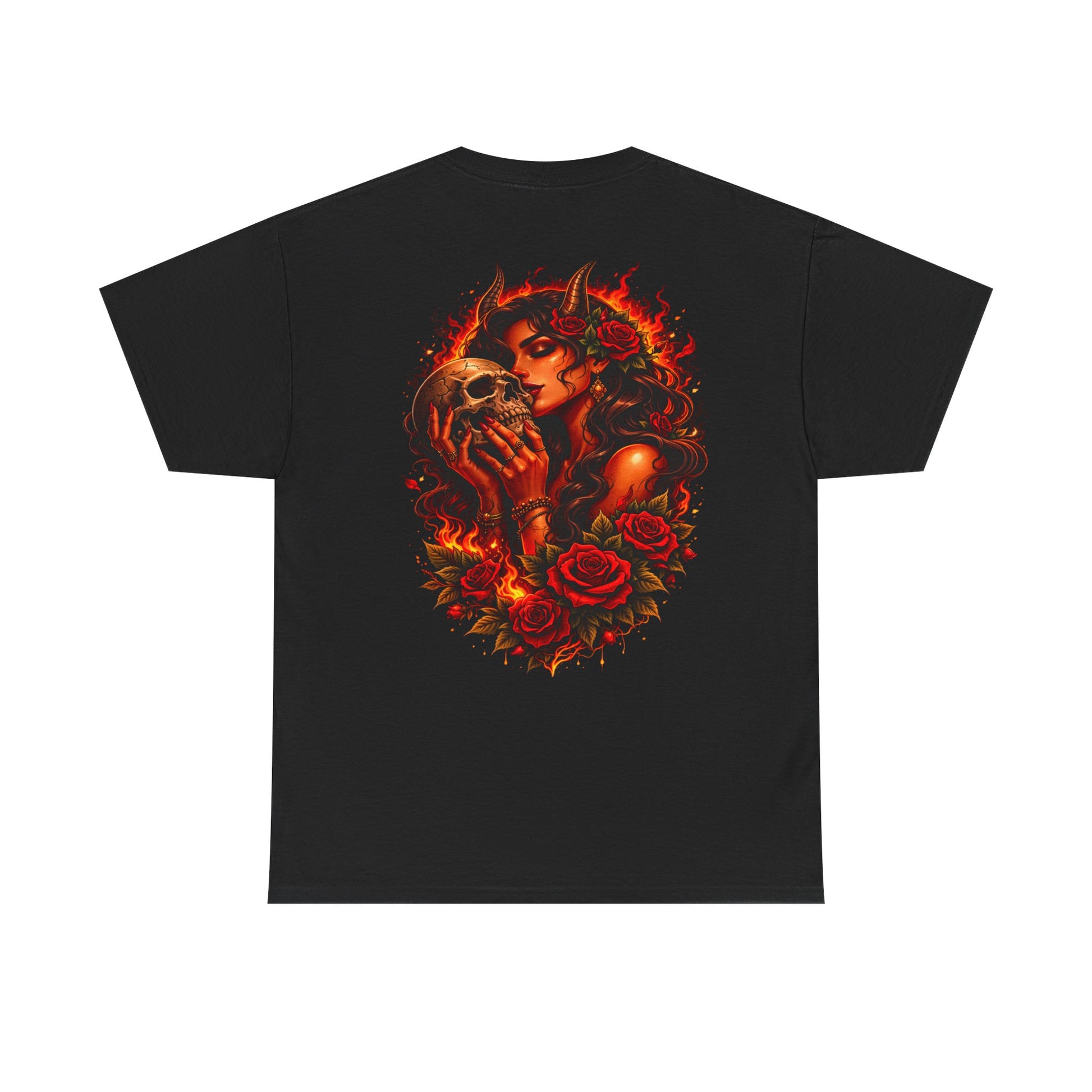 Ego Death® Hellfire Rose T-Shirt – Dark Fantasy Skull & Roses Gothic Graphic Tee