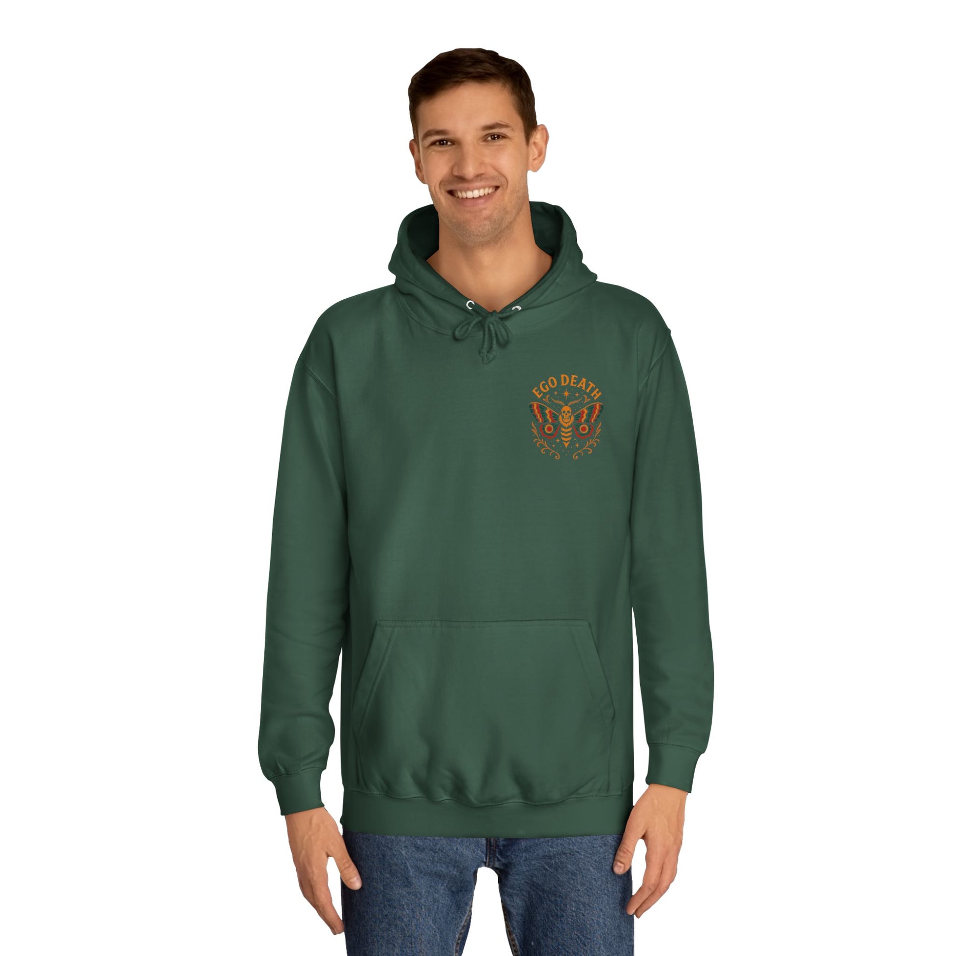 Ego Death Unisex College Hoodie, Death Moth, Comfortable Layering, Unique Hoodie Gift, Casual Streetwear