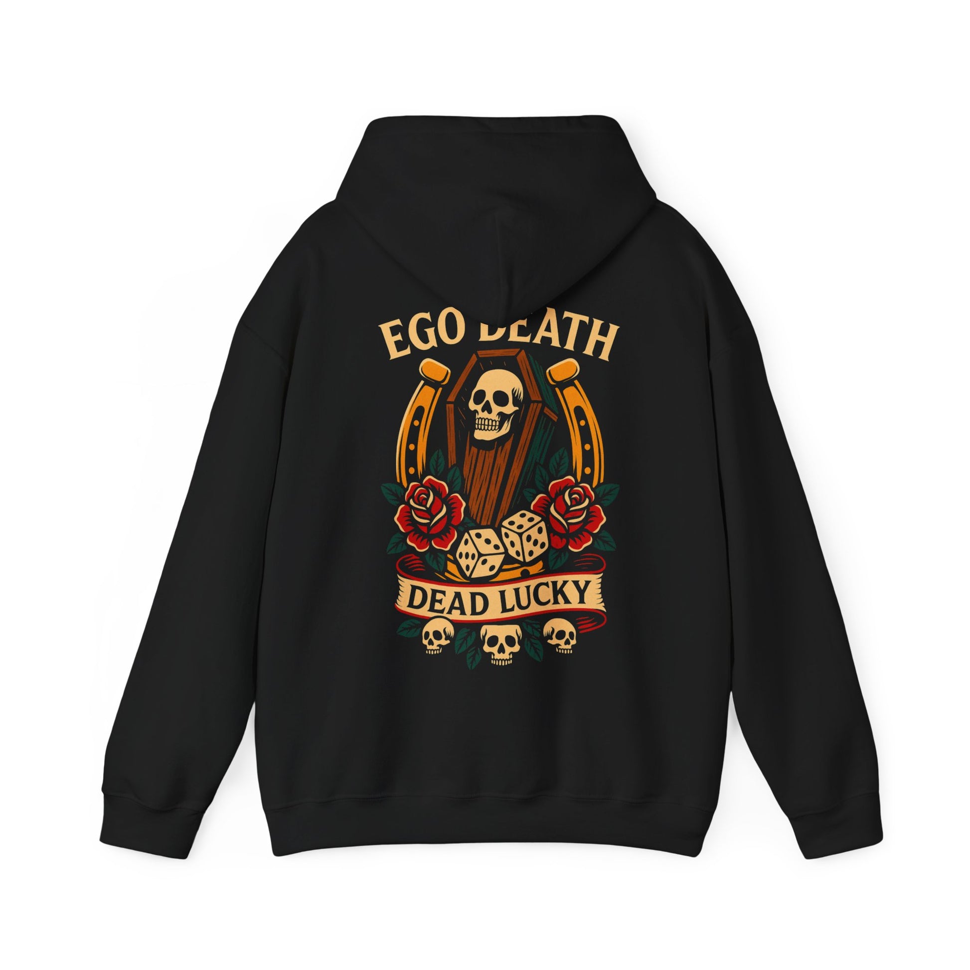 Ego Death Heavy Blend Hoodie | Unisex Sweatshirt, Gift for Gamers, Halloween Apparel, Trendy Streetwear, Vintage Skull Design
