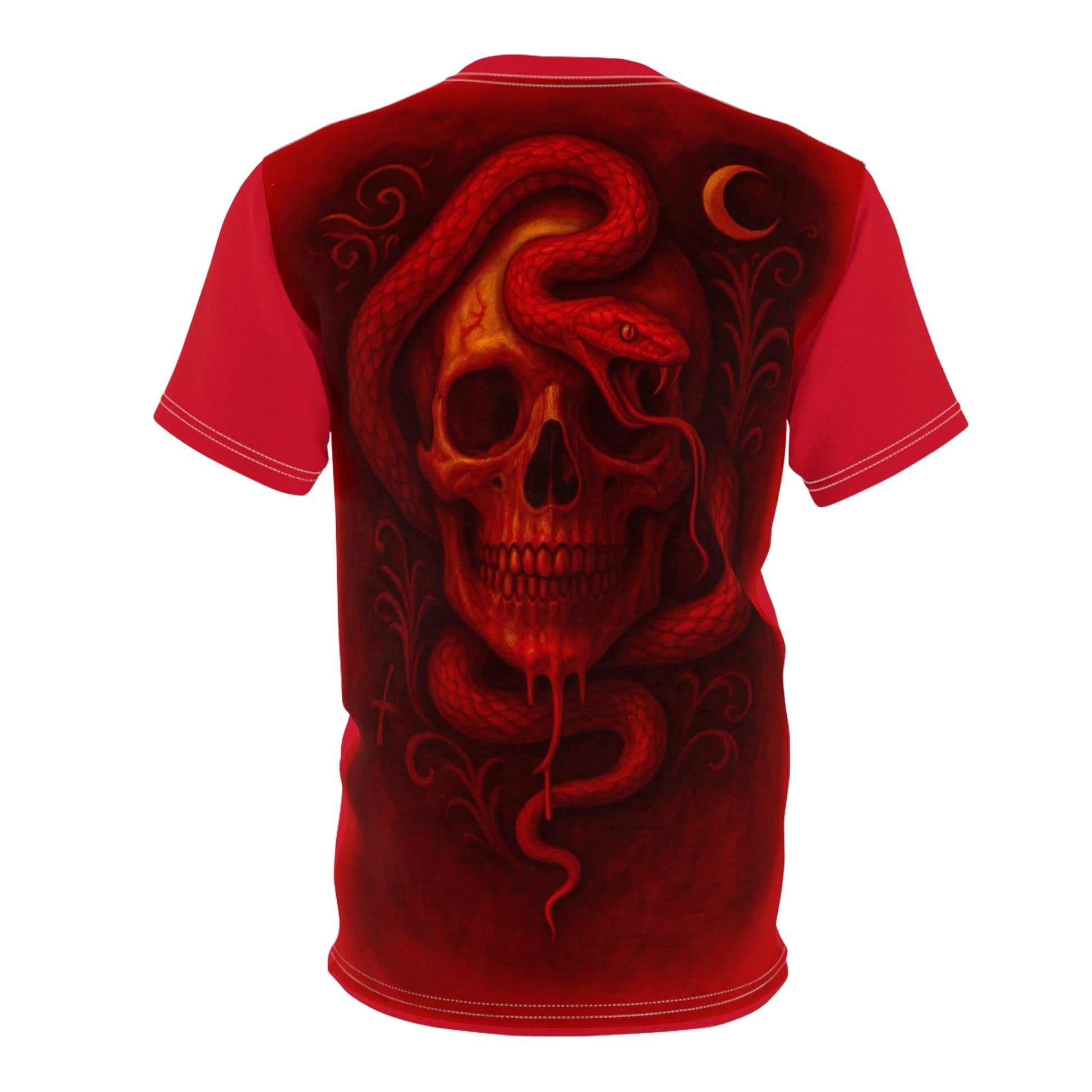 Blood Serpent Skull T-Shirt | Gothic Snake Graphic Tee | Occult Horror Shirt | Ego Death Clothing | Red Skull Art | Alternative Streetwear
