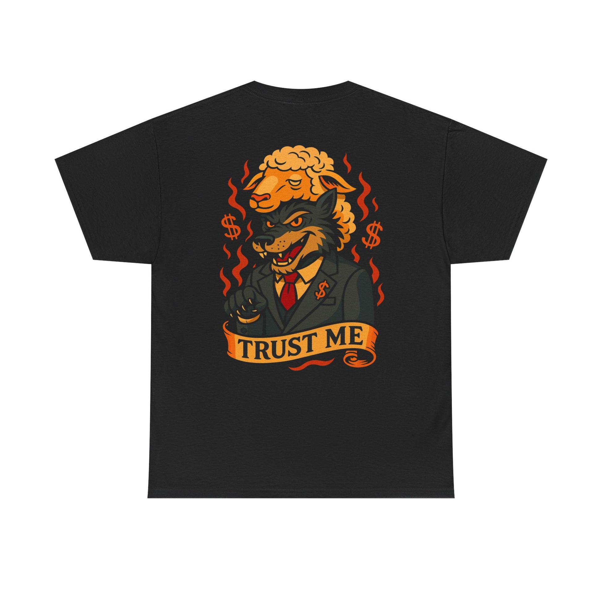 Ego Death® Clothing, wolf in sheep clothing. Trust me, traditional tattoo style black unisex tee