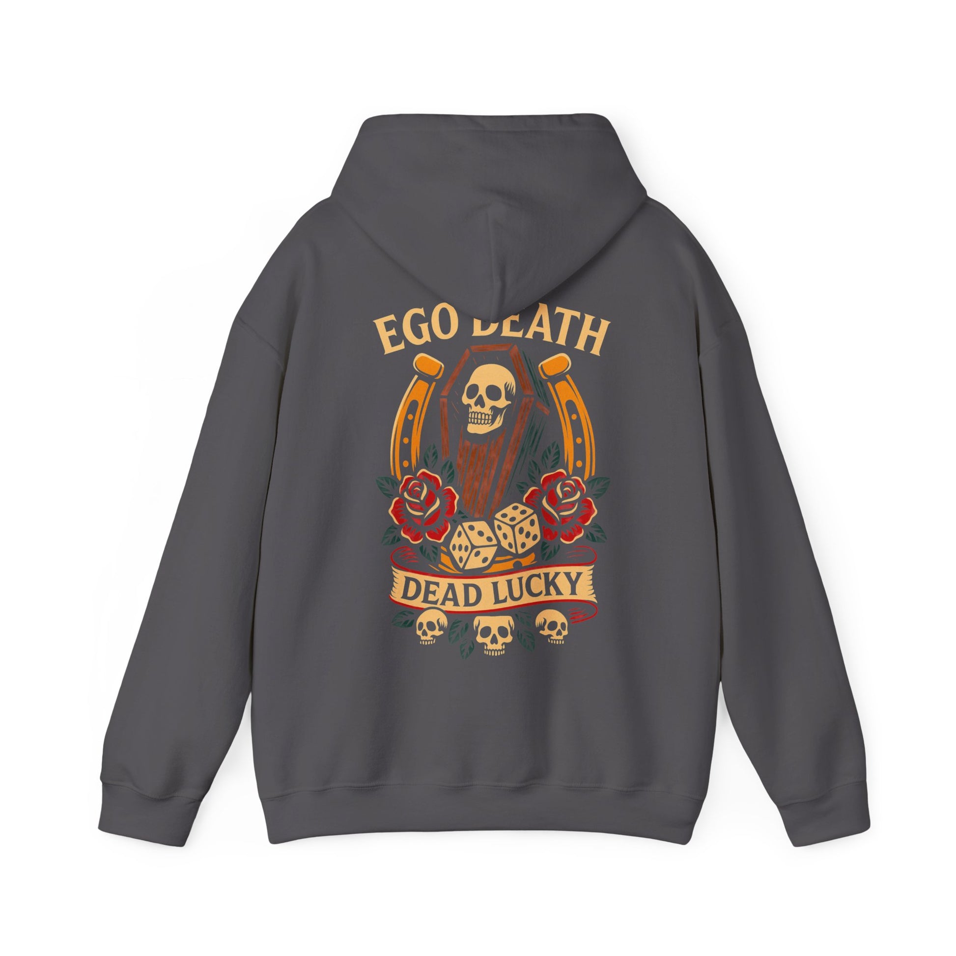 Ego Death Heavy Blend Hoodie | Unisex Sweatshirt, Gift for Gamers, Halloween Apparel, Trendy Streetwear, Vintage Skull Design
