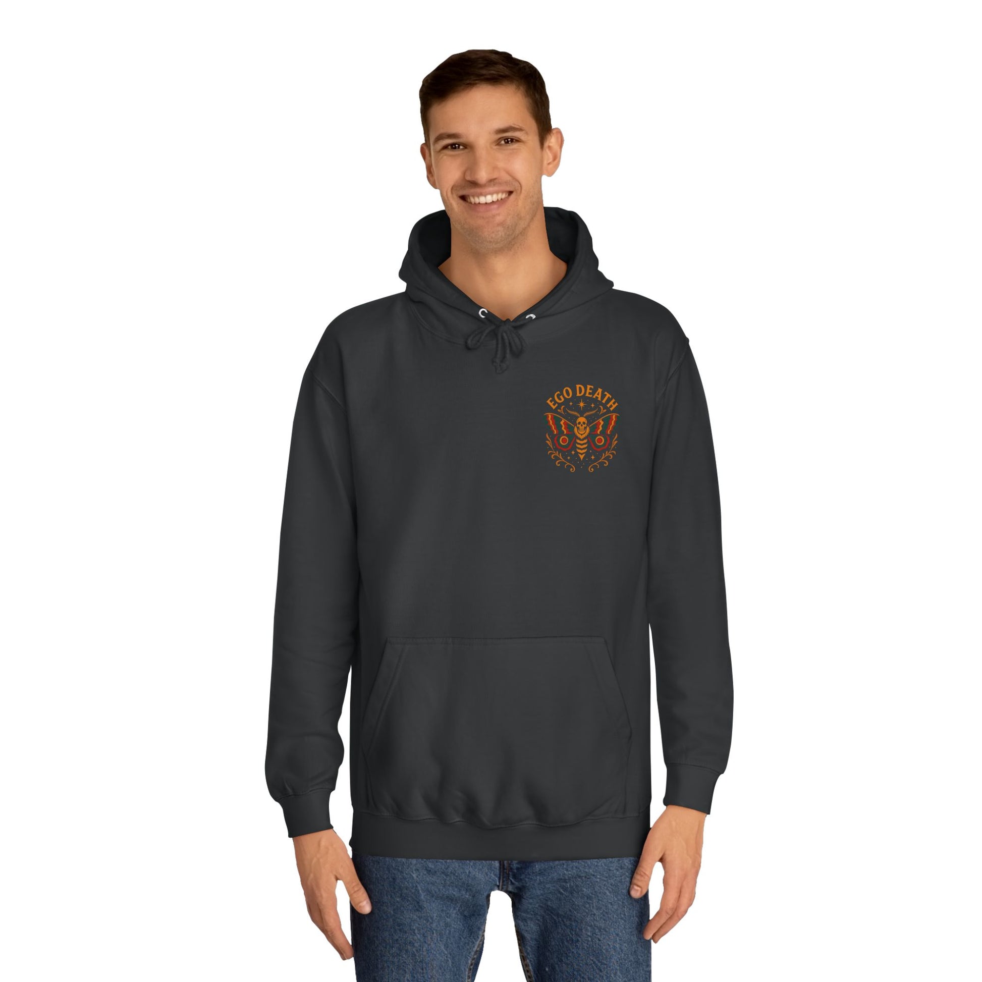 Ego Death Unisex College Hoodie, Death Moth, Comfortable Layering, Unique Hoodie Gift, Casual Streetwear