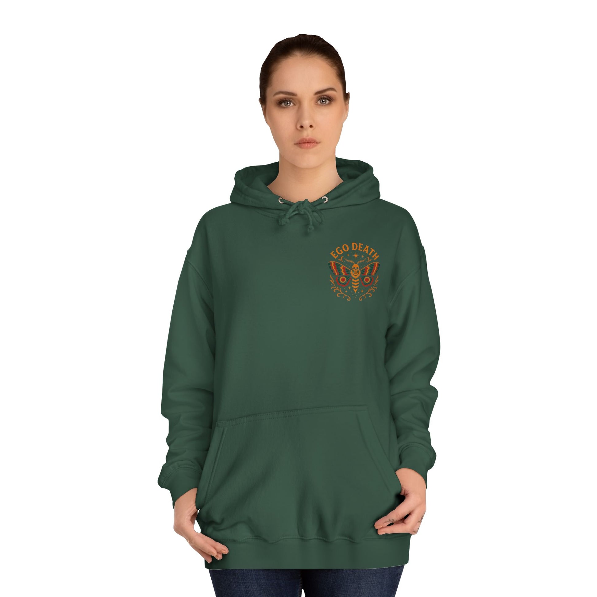 Ego Death Unisex College Hoodie, Death Moth, Comfortable Layering, Unique Hoodie Gift, Casual Streetwear