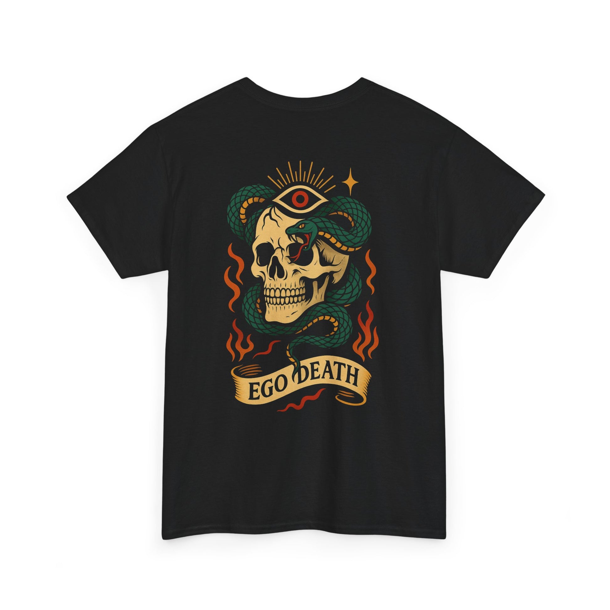 Ego Death™ Unisex Cotton Tee - Skull and Snake T-Shirt, Alternative Fashion, Gift for Him/Her, Streetwear, tattoo art inspired.