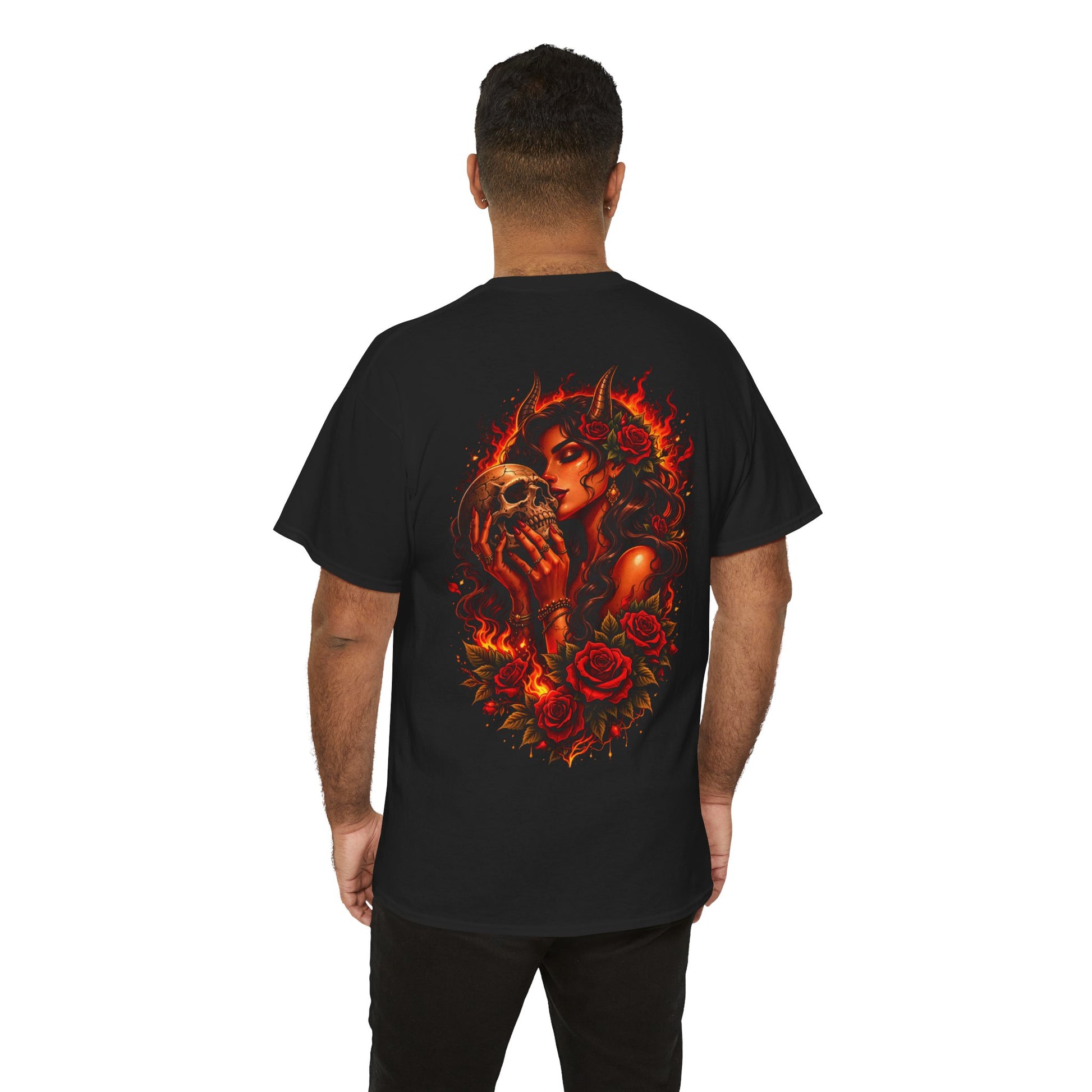 Ego Death® Hellfire Rose T-Shirt – Dark Fantasy Skull & Roses Gothic Graphic Tee