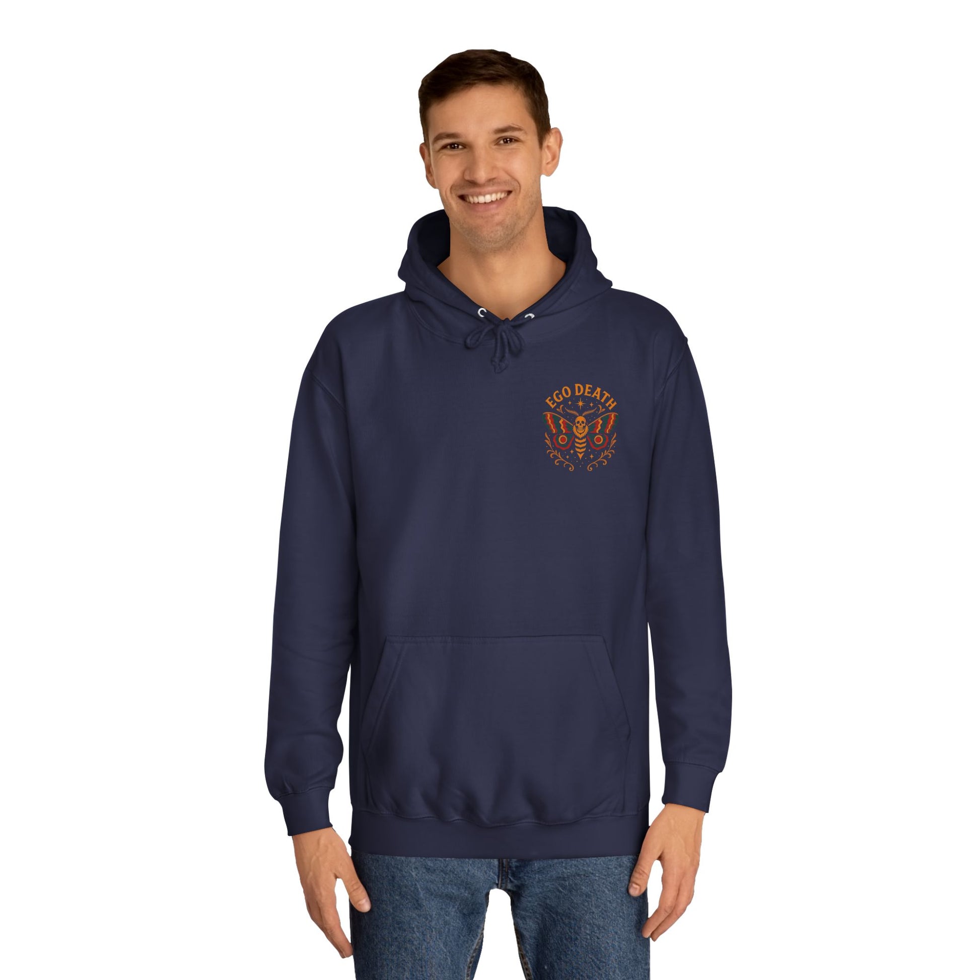 Ego Death Unisex College Hoodie, Death Moth, Comfortable Layering, Unique Hoodie Gift, Casual Streetwear