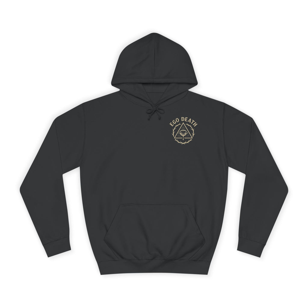 Unisex College Hoodie with Ego Death® Design  Perfect for Students, Casual Wear, Gifts, Fall Fashion, Unique Statement Piece