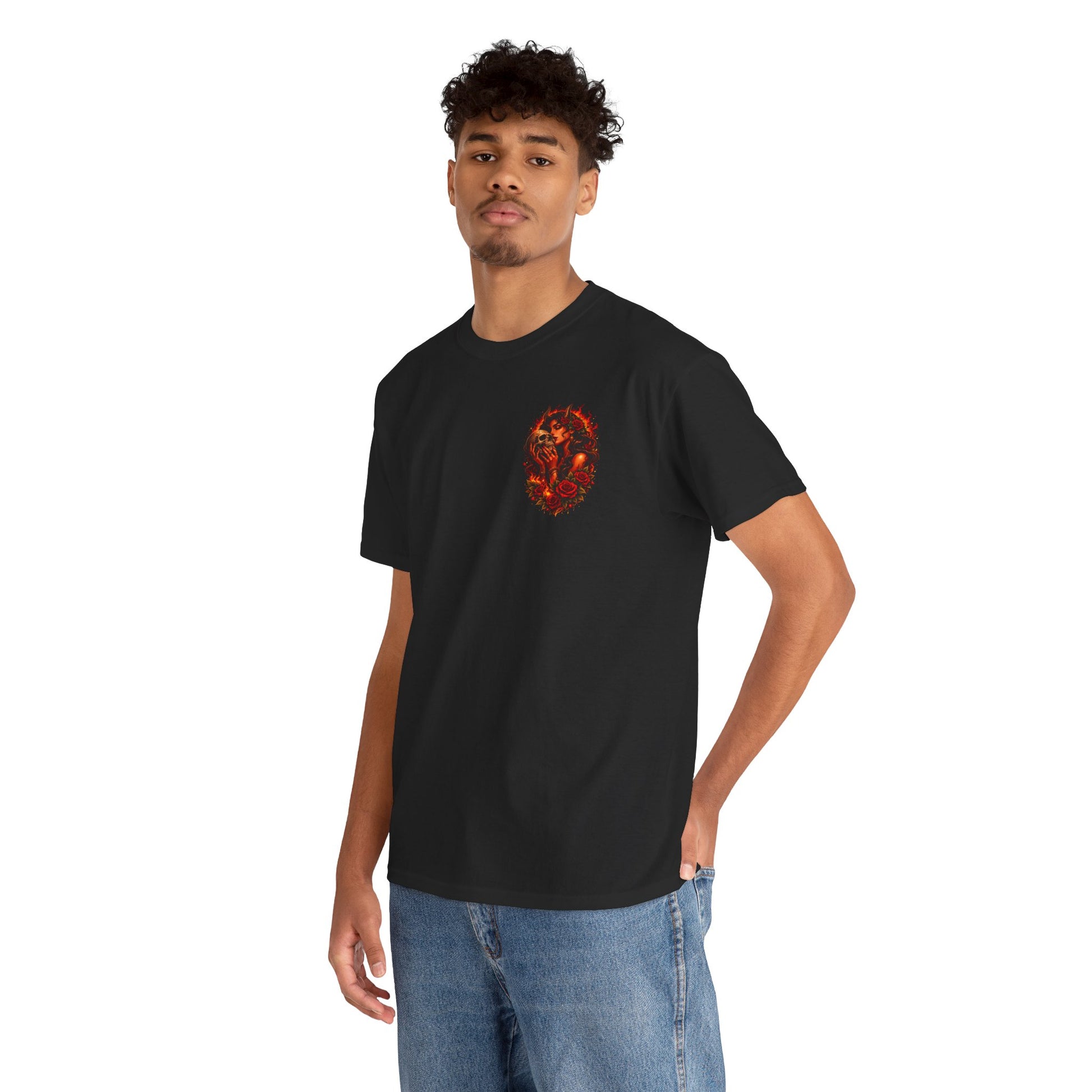 Ego Death® Hellfire Rose T-Shirt – Dark Fantasy Skull & Roses Gothic Graphic Tee